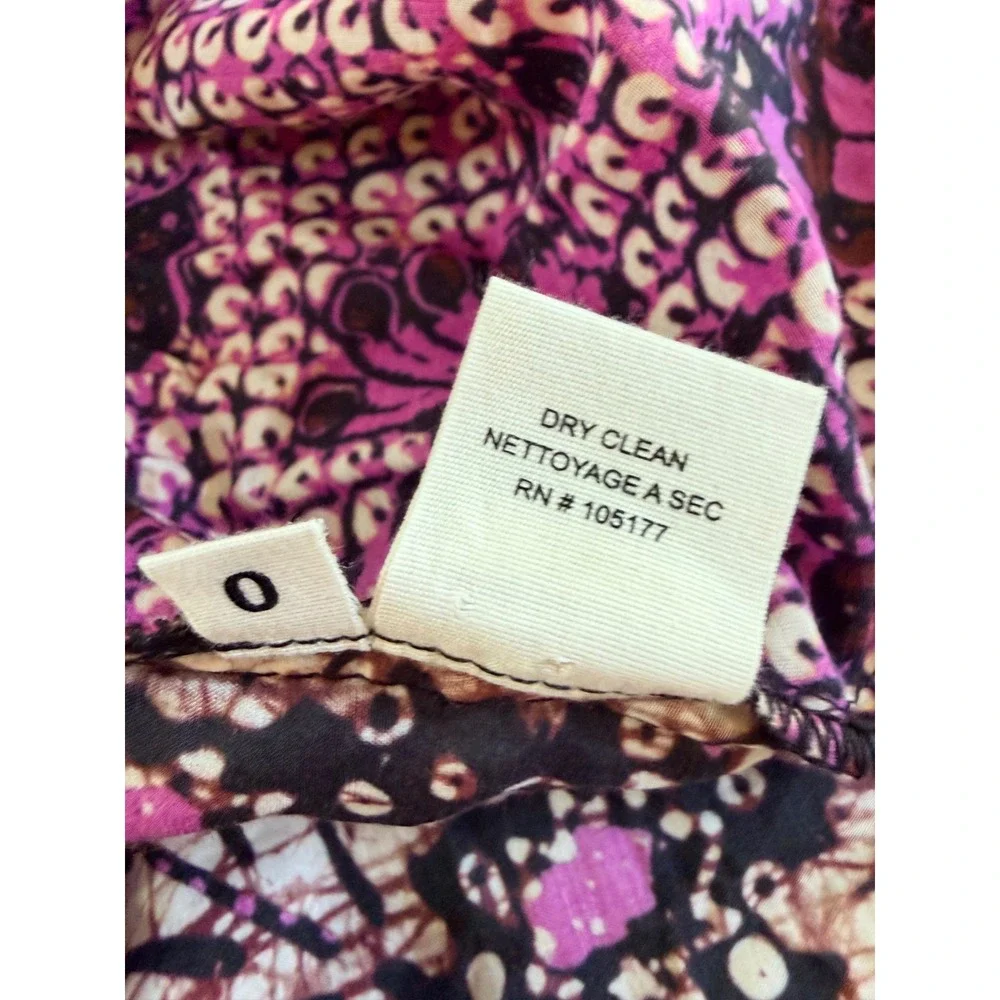 Ulla Johnson Asis Midi Dress Cotton Silk Batik Floral Tiered Purple Fuchsia 0
